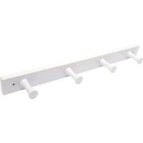 Wall Mounted 18 in. Pure White Wood Hook Rail, 4 Hooks
