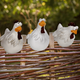 3 Pcs Funny Chicken Fence Decor Statues, Fun Design, Waterproof & Fade-Resistant, Perfect for Yard, Garden, Balcony Decoration