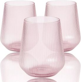 40 count Origami Ripple Unbreakable Stemless Plastic Wine Champagne Whiskey Glasses Elegant Durable Disposable Indoor Outdoor Ideal for Home, Bar