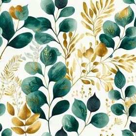 Modern Watercolor Green Golden White Plants Leaf Botanical Peel and Stick Wallpaper Wall Decor Self Adhesive Wall Paper Stick on Easy Peel Off Co